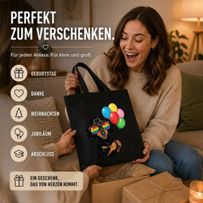 Baumwolltasche - Dackel Sonnenbrille Luftballons