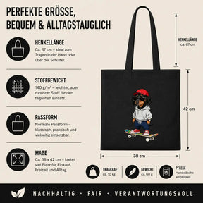 Baumwolltasche - Dackel auf Skateboard