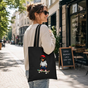 Baumwolltasche - Dackel auf Skateboard