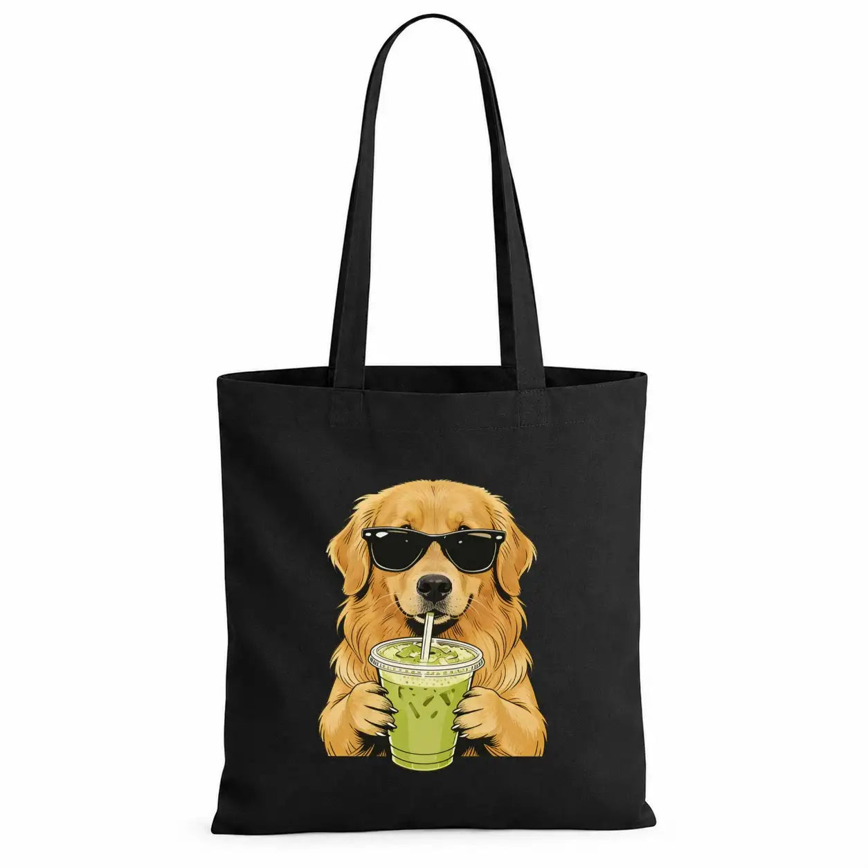 Baumwolltasche - Hund Sonnenbrille Matcha-Getränk