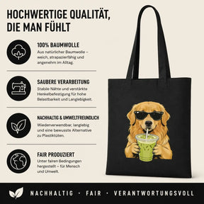 Baumwolltasche - Golden Retriever Sonnenbrille Matcha