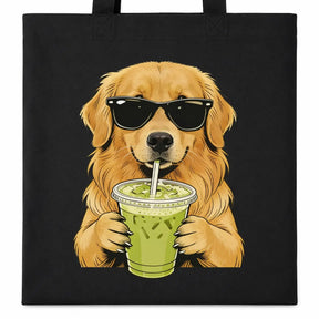 Baumwolltasche - Golden Retriever Sonnenbrille Matcha