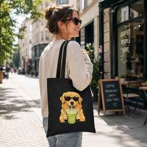 Baumwolltasche - Golden Retriever Sonnenbrille Matcha