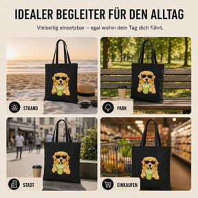 Baumwolltasche - Golden Retriever Sonnenbrille Matcha