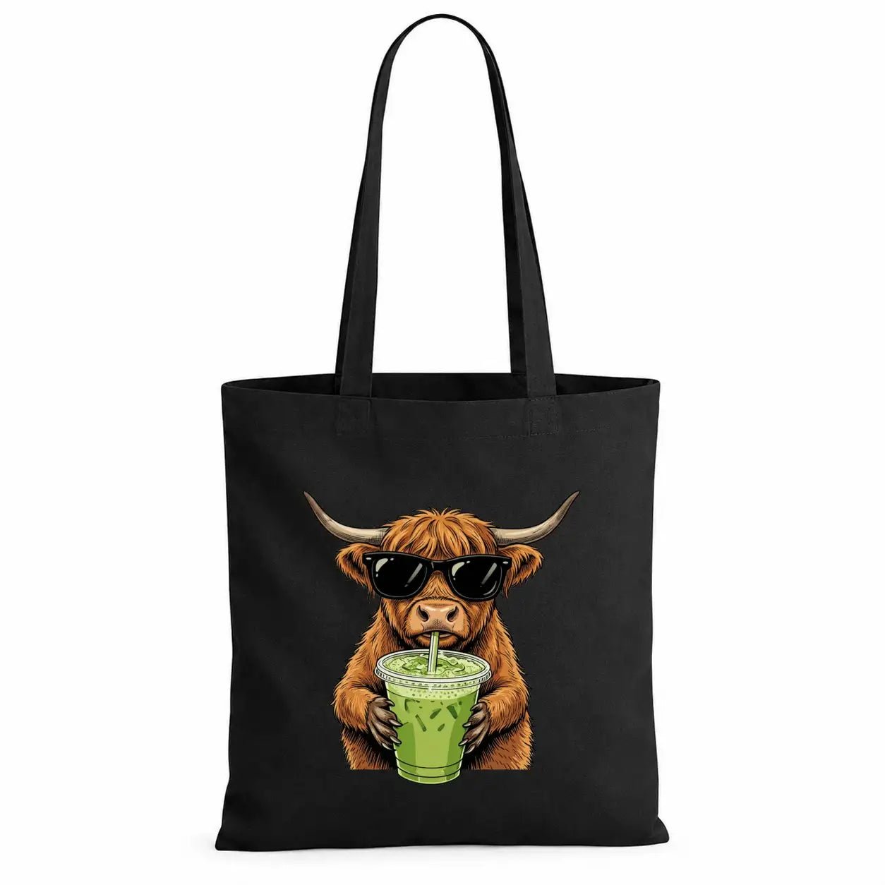 Baumwolltasche - Highland Rind Sonnenbrille Matcha