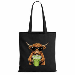 Baumwolltasche - Highland Rind Sonnenbrille Matcha
