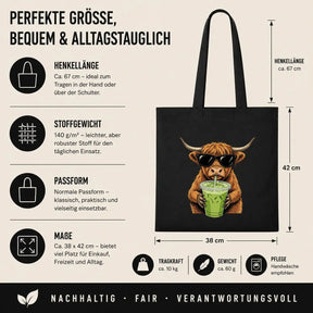 Baumwolltasche - Highland Rind Sonnenbrille Matcha