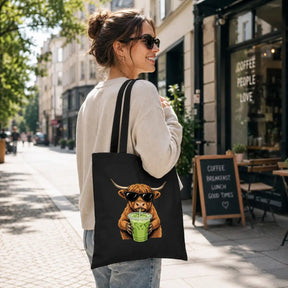 Baumwolltasche - Highland Rind Sonnenbrille Matcha