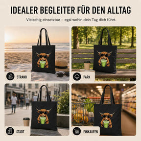 Baumwolltasche - Highland Rind Sonnenbrille Matcha