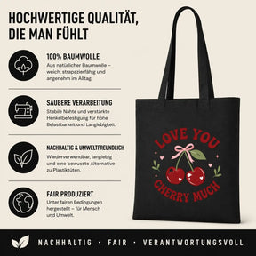 Baumwolltasche - Love You Cherry Much Kirschen Motiv
