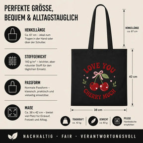 Baumwolltasche - Love You Cherry Much Kirschen Motiv