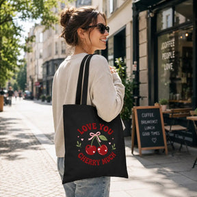 Baumwolltasche - Love You Cherry Much Kirschen Motiv