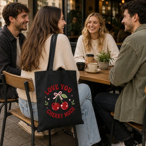 Baumwolltasche - Love You Cherry Much Kirschen Motiv