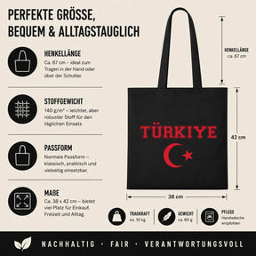 Baumwolltasche - Türkiye Flagge mit Halbmond und Stern