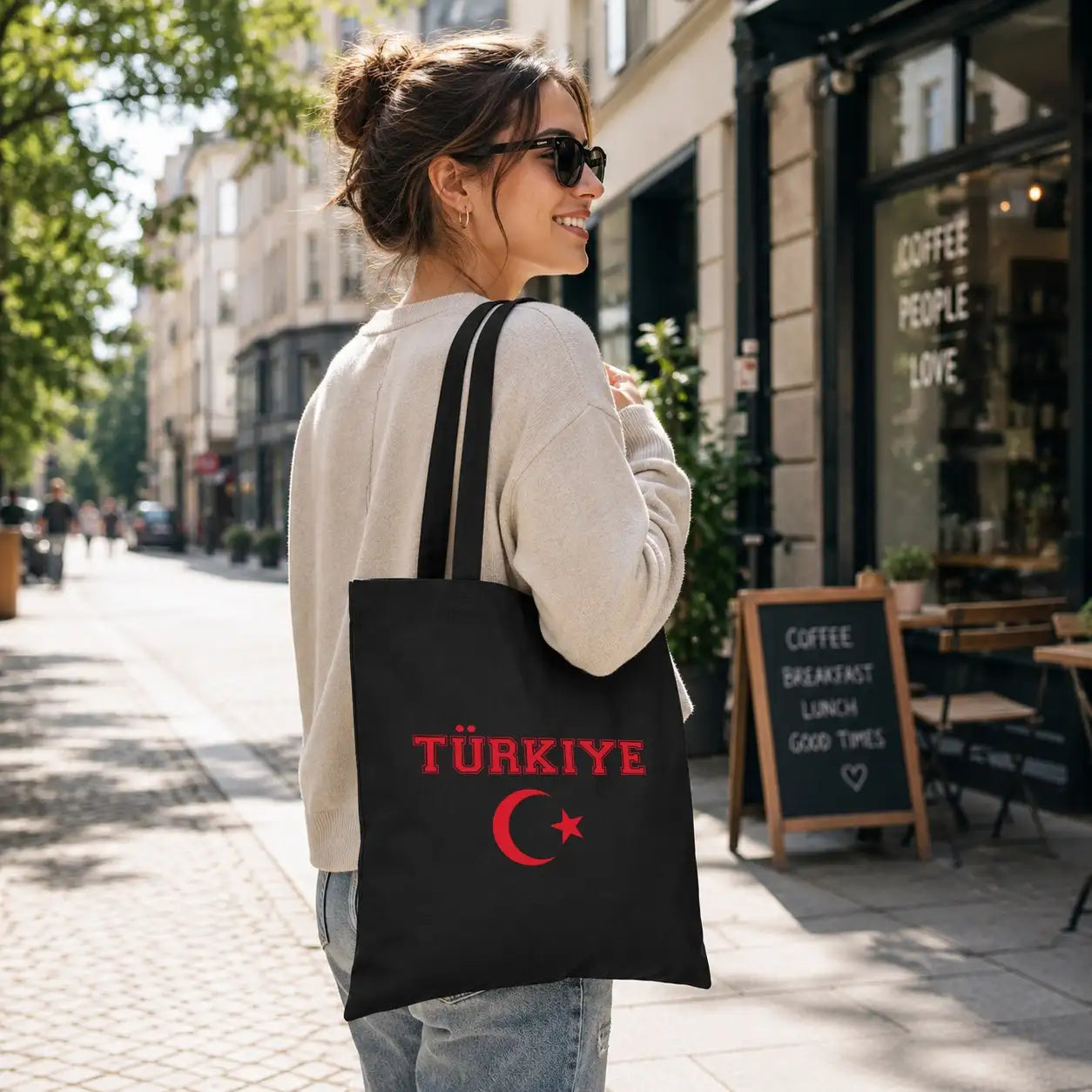 Baumwolltasche - Türkiye Flagge mit Halbmond und Stern