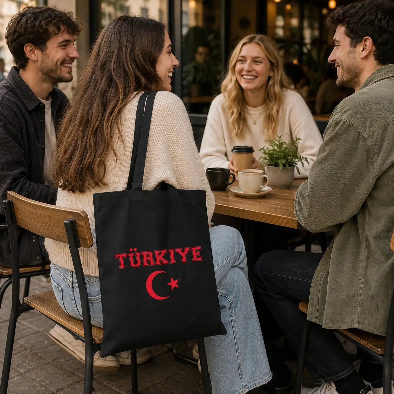 Baumwolltasche - Türkiye Flagge mit Halbmond und Stern