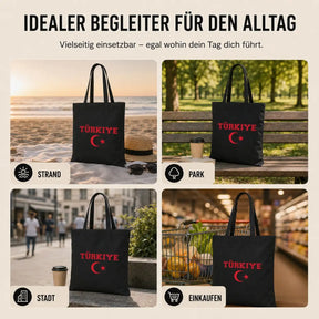 Baumwolltasche - Türkiye Flagge mit Halbmond und Stern