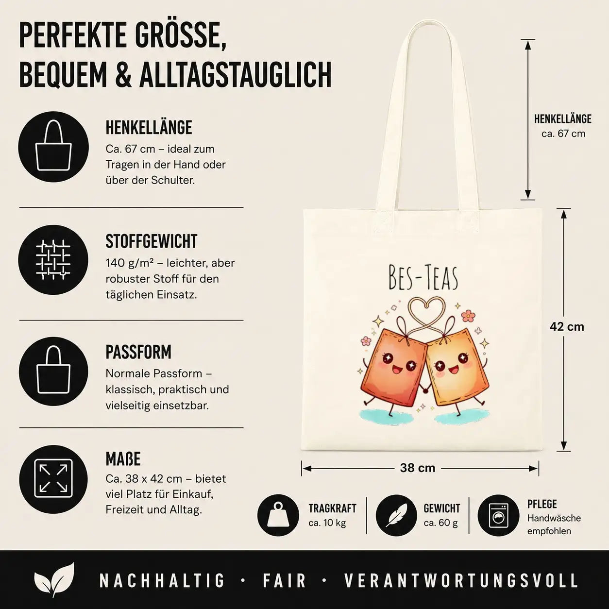 Baumwolltasche - Bes-Teas Teebeutel Freundschaft