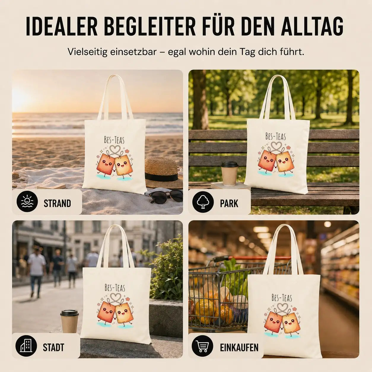 Baumwolltasche - Bes-Teas Teebeutel Freundschaft