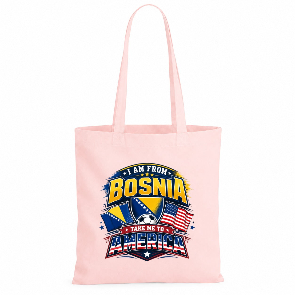 Baumwolltasche - I am from Bosnia take me to America