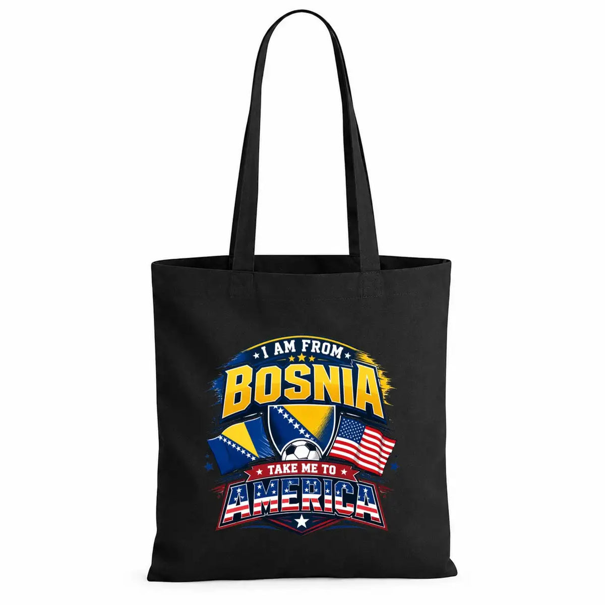 Baumwolltasche - I am from Bosnia take me to America