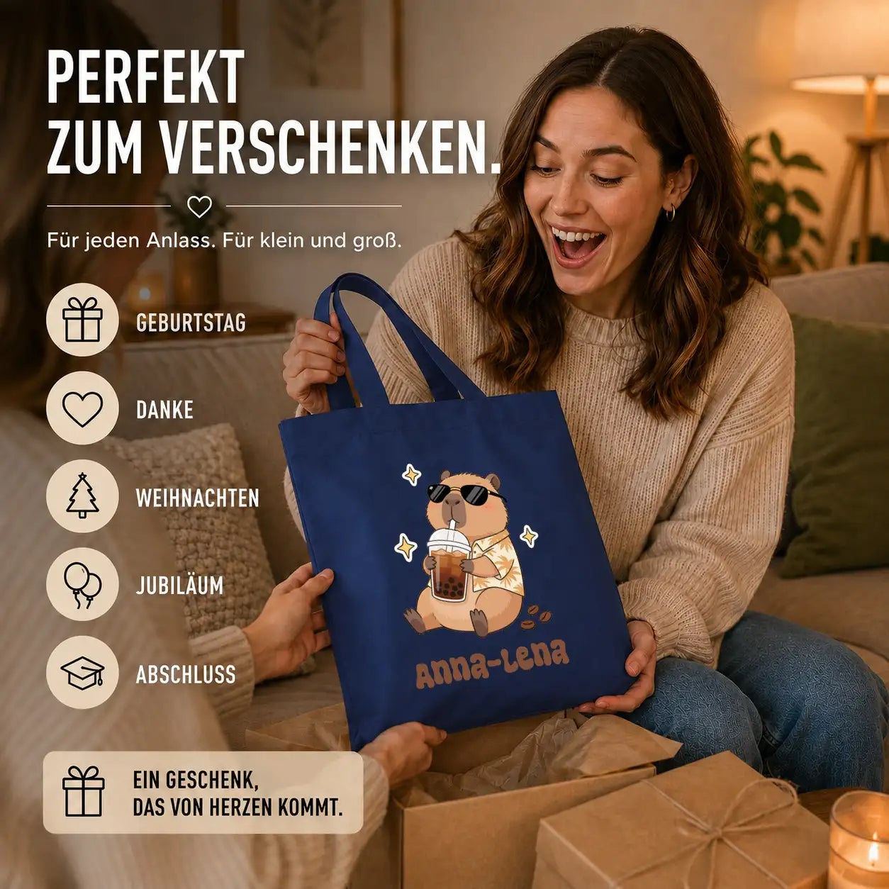 Baumwolltasche - Anna-Lena Capybara Motiv