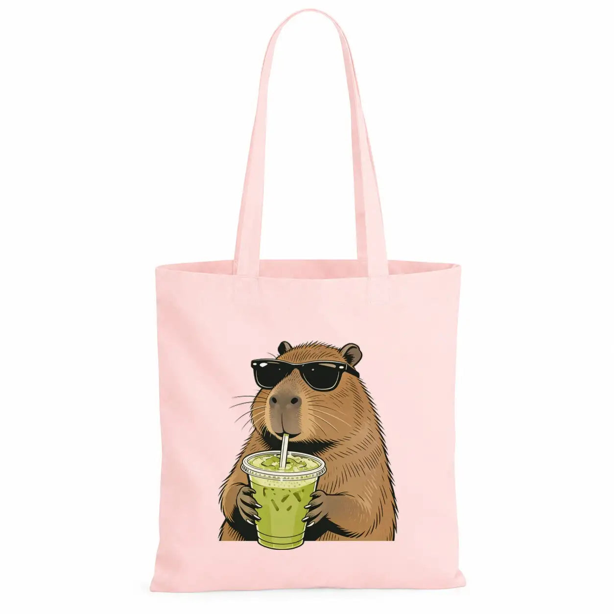 Baumwolltasche - Capybara mit Sonnenbrille und Matcha
