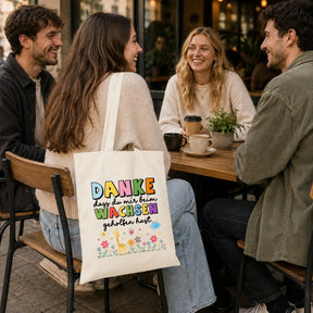 LIEBTASTISCH® Baumwolltasche Danke dass du mir beim wachsen geholfen hast. - Geschenk Erzieherin Tagesmutter Lehrerin - Dankeschön Kindergarten Abschied - {FARBE}