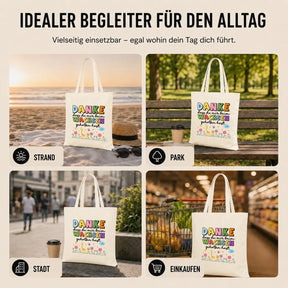 LIEBTASTISCH® Baumwolltasche Danke dass du mir beim wachsen geholfen hast. - Geschenk Erzieherin Tagesmutter Lehrerin - Dankeschön Kindergarten Abschied - {FARBE}
