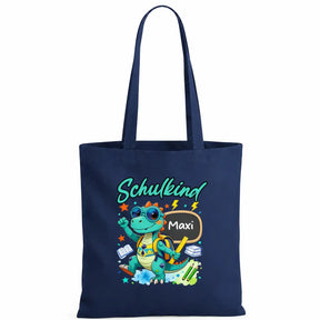 Baumwolltasche - Schulkind Dino mit Name Maxi