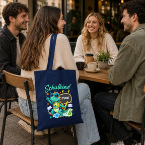 Baumwolltasche - Schulkind Dino mit Name Maxi