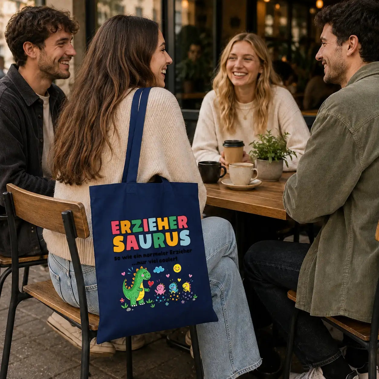 LIEBTASTISCH® Baumwolltasche Erziehersaurus so wie ein - Geschenk Erzieherin Erzieher Kindergarten Kita - Stofftasche Beutel Dankeschön Ausbildung Prüfung - {FARBE}