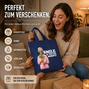 Baumwolltasche - Smile if you're horny!