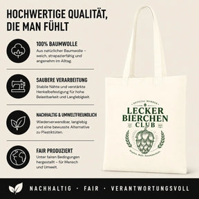 Baumwolltasche - Official Member Lecker Bierchen Club Est. 2024 Hopfen. Malz. Zusammenhalt.