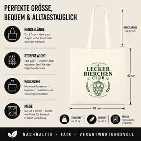 Baumwolltasche - Official Member Lecker Bierchen Club Est. 2024 Hopfen. Malz. Zusammenhalt.