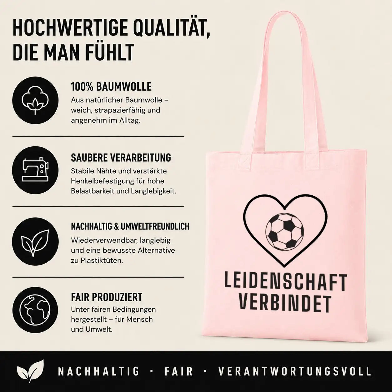 Baumwolltasche - Fußball Sprüche - Motiv nach Wahl