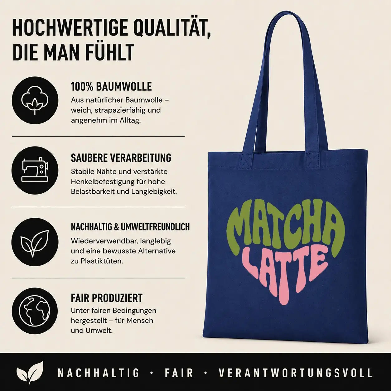 Baumwolltasche - Matcha Latte