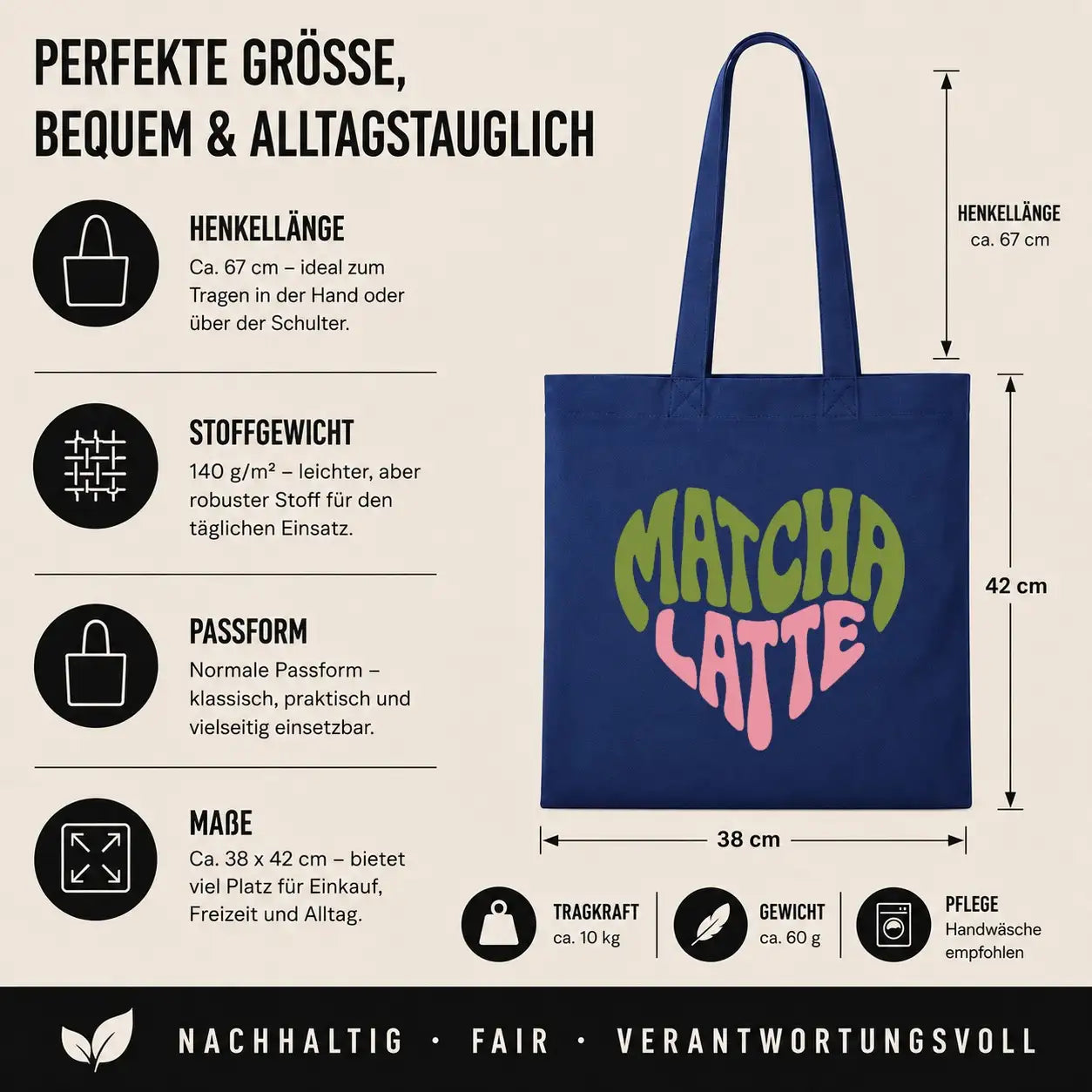 Baumwolltasche - Matcha Latte