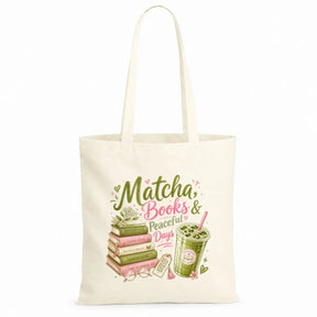 Baumwolltasche - Matcha, Books & Peaceful Days