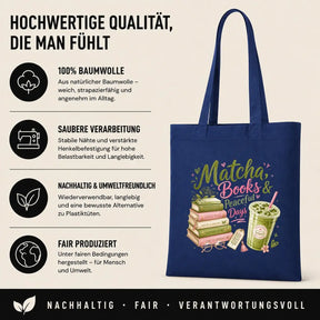 Baumwolltasche - Matcha, Books & Peaceful Days