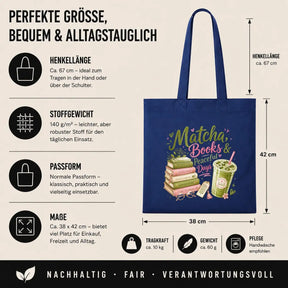 Baumwolltasche - Matcha, Books & Peaceful Days