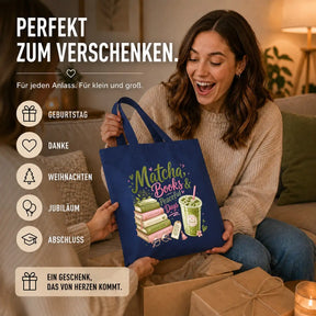 Baumwolltasche - Matcha, Books & Peaceful Days