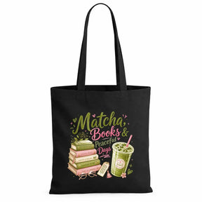 Baumwolltasche - Matcha, Books & Peaceful Days