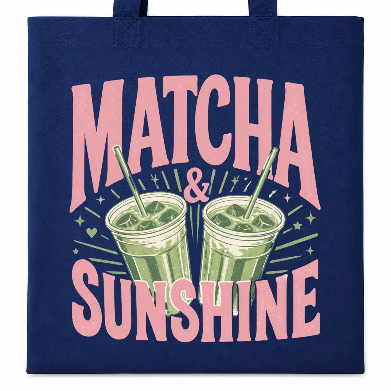 LIEBTASTISCH® Baumwolltasche Matcha & Sunshine - Stofftasche Beutel bedruckt für Frauen Damen mit langen - Geschenk Tee Liebhaber - Tasche Lehrerin - Schwarz - {FARBE}