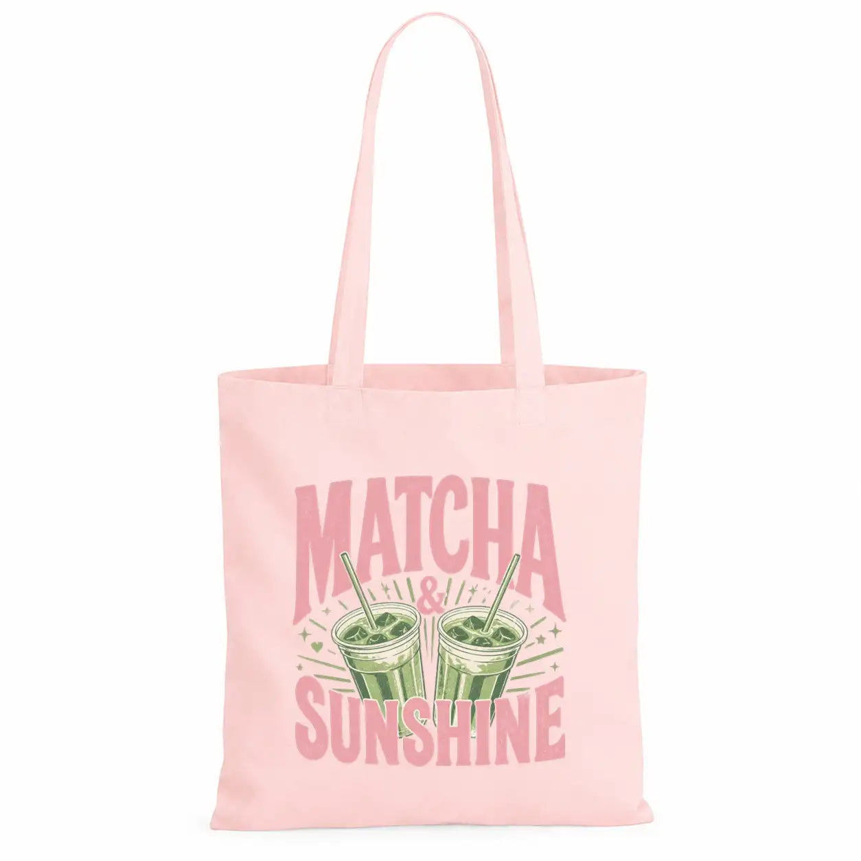 LIEBTASTISCH® Baumwolltasche Matcha & Sunshine - Stofftasche Beutel bedruckt für Frauen Damen mit langen - Geschenk Tee Liebhaber - Tasche Lehrerin - Schwarz - {FARBE}