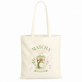 LIEBTASTISCH® Baumwolltasche Matcha Lovers Club Matcha made with love Premium Matcha Every Day - Tote Bag Canvas Damen - Stofftasche Beutel Einkaufsbeutel bedruckt - {FARBE}