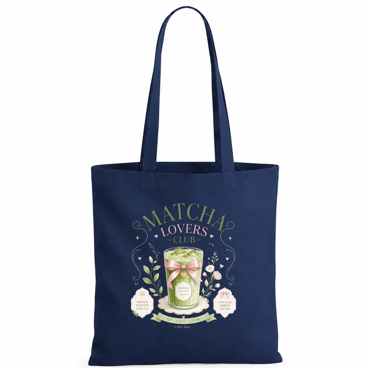 LIEBTASTISCH® Baumwolltasche Matcha Lovers Club Matcha made with love Premium Matcha Every Day - Tote Bag Canvas Damen - Stofftasche Beutel Einkaufsbeutel bedruckt - {FARBE}