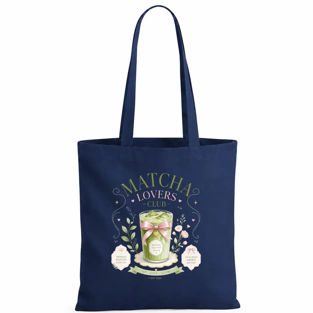 LIEBTASTISCH® Baumwolltasche Matcha Lovers Club Matcha made with love Premium Matcha Every Day - Tote Bag Canvas Damen - Stofftasche Beutel Einkaufsbeutel bedruckt - {FARBE}