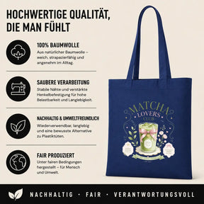 LIEBTASTISCH® Baumwolltasche Matcha Lovers Club Matcha made with love Premium Matcha Every Day - Tote Bag Canvas Damen - Stofftasche Beutel Einkaufsbeutel bedruckt - {FARBE}
