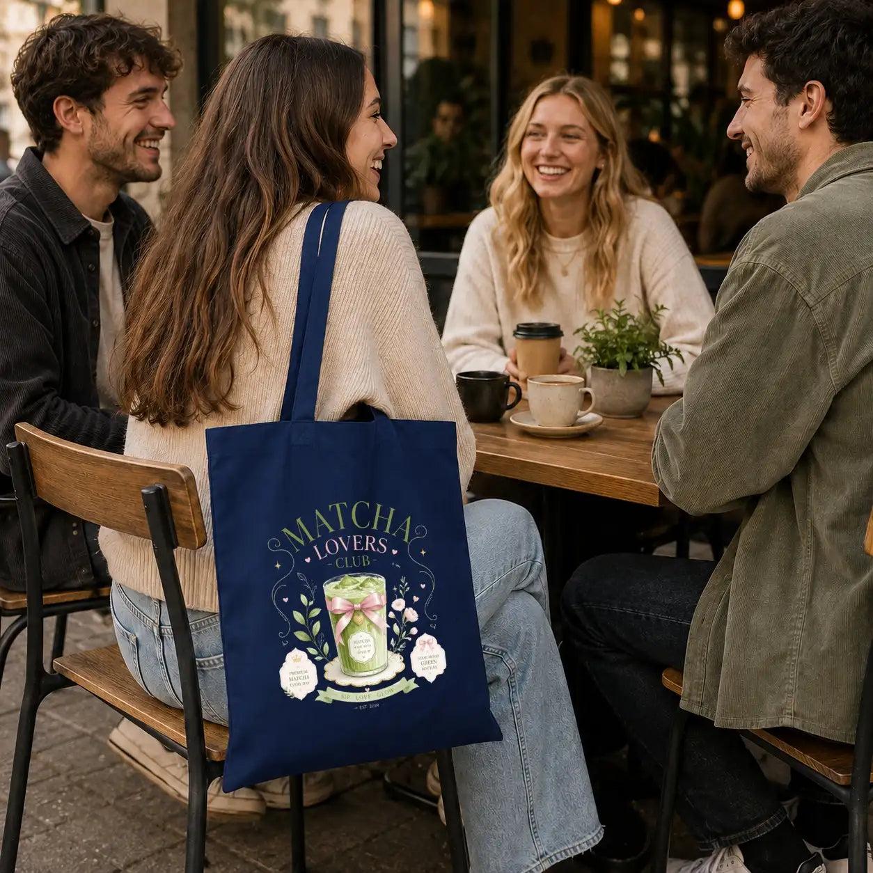 LIEBTASTISCH® Baumwolltasche Matcha Lovers Club Matcha made with love Premium Matcha Every Day - Tote Bag Canvas Damen - Stofftasche Beutel Einkaufsbeutel bedruckt - {FARBE}
